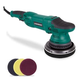 VONROC set ponceuse excentrique / Dual action / kit pour lustreuse – vitesse électrique constante – Démarrage en douceur – 150 MM – 1050 W – 4 disques de polissage, meule d’appui et sac de rangement inclus