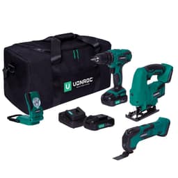 VONROC Værktøjssæt 20V – 2.0Ah | Incl. 2 batterier og oplader