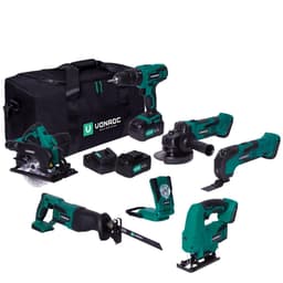 VONROC Verktygssats VPower 20V – 4.0Ah | Inkl. 6 maskiner, 2 batterier och snabbladdare