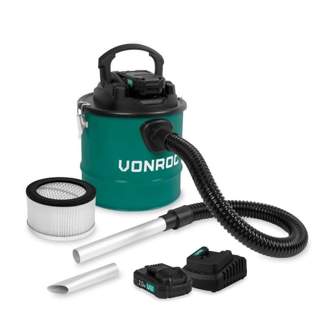 VONROC Askestøvsuger 20V - 12L beholder – HEPA filter | Inkl. 2x 2.0Ah akku og oplader
