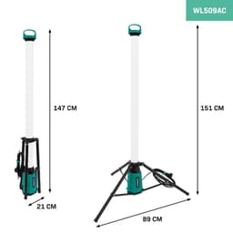 VONROC Arbejdslampe - 76W - lygte | PRO | LED | Meget kraftig: 11.500 lumen| Metal stativ | Udstrålingsvinkel: 360°
