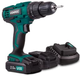 VONROC Batteri slagboremaskine 20 V | Incl. 2x 2.0Ah batteri og oplader