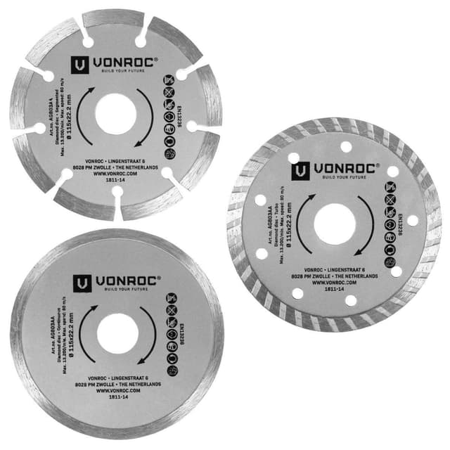 VONROC Diamantskiva 115mm – 3st | Universal