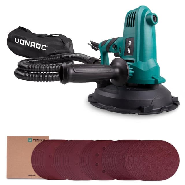 VONROC Tak och väggslip 750V – 180mm | Inkl. Dammuppsamlare och 33st sandpapper