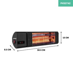 VONROC Terrassevarmer - Volsini - 2000W | LCD-skærm & Timer | Infrarød | Sort | IP54 | Inkl. Fjernbetjening.