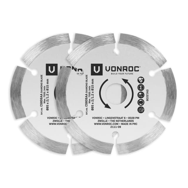 VONROC Diamantsågklinga för kompakta cirkelsågar – 85x15mm | 2st.