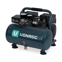 VONROC PRO Tyst luftkompressor – 57,5 dB | 6L – oljefri – 750W – Mörk grå