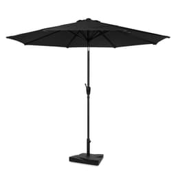 VONROC Premium parasoll Recanati Ø300cm - Inkl. parasollfot & parasollöverdrag - Runt parasoll - Tiltbart - UV-beständig duk - Svart