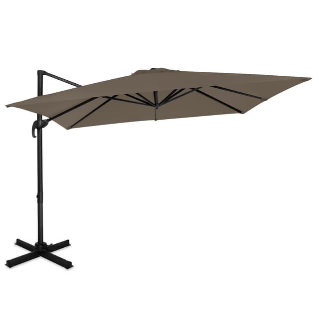 VONROC Premium hängparasoll parasoll Pisogne 300x300cm - Inkl. parasollöverdrag - Fyrkantigt - 360° vridbart - Tiltbart - UV-beständig duk - Taupe