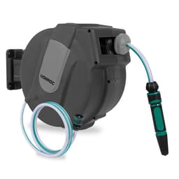 VONROC Automatisk Slangvinda 15m – Väggfäst med 180° Rotation, Justerbart Munstycke & Automatisk Upprullning