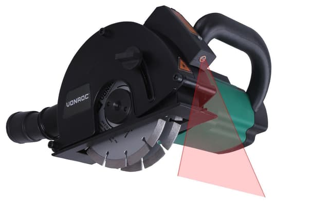 VONROC Rillefræser - Murrillefræser - 1700W – 150mm | Laser | inkl. Tilbehør og 6 diamant savklinger