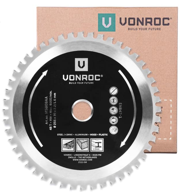 VONROC Multi material sågklinga - Ø255mm x 33mm – 48T | För MS507AC geringssåg