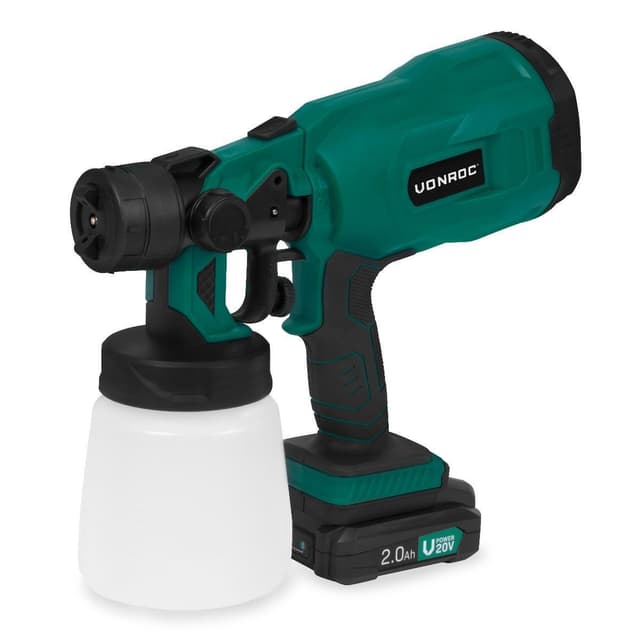 VONROC Batteridriven färgspruta 20V – 2.0Ah | Inkl. batteri och snabbladdare