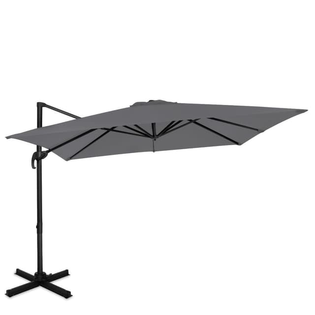 VONROC Premium Hængeparasol Pisogne 300x300cm – inkl krydsfod og overtræk - vierkantet | Grå