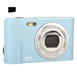 Digitalkamera med 48 MP, HD 1080p og 16x forstørring med 32GB minnekort Lyse blå