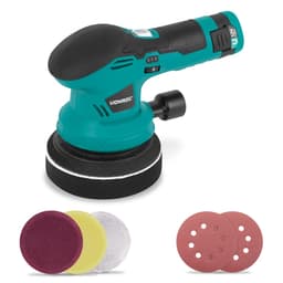 VONROC Akku Polermaskine 12V | Ø125mm | 2-i-1 Polering & Slibning | Inkl. batteri, USB-C-kabel, 4 polerskiver og sandpapir