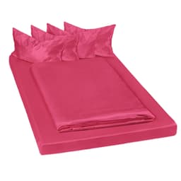 tectake 4x Sengetøj i satin, 6-dele 200 x 150 x 0.5 cm Rød