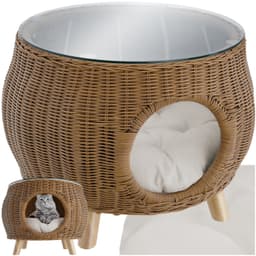 Polyrattan sofabord Tivoli med kæledyrsseng, 75 kg belastbar