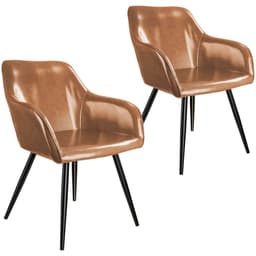 tectake 2x Stol Marilyn kunstlæder 62 x 58 x 82 cm Brun/Sort