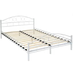 tectake Sengeramme med lamelbund, Klassisk 203 x 147 x 90 cm Hvid