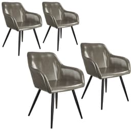 tectake 4x Stol Marilyn kunstlæder 62 x 58 x 82 cm Mørkegrå/Sort