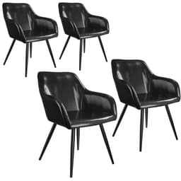 tectake 4x Stol Marilyn kunstlæder 62 x 58 x 82 cm Sort