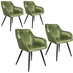 tectake 4x Stol Marilyn kunstlæder 62 x 58 x 82 cm Mørkegrøn/Sort