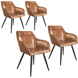 tectake 4x Stol Marilyn kunstlæder 62 x 58 x 82 cm Brun/Sort