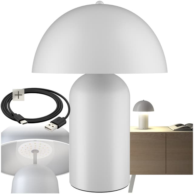 tectake Liten bordslampa Kade, dimbar, 40W - vit