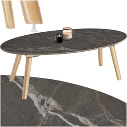 Ovalt Soffbord Acerra, marmorlook 100x50x34,5 cm