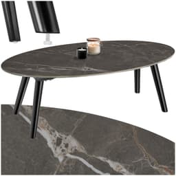 Ovalt sofabord Acerra, marmorlook 100x50x34,5 cm