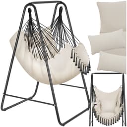tectake Hängstol Alison, boho-stil, bärkapacitet 160kg - beige