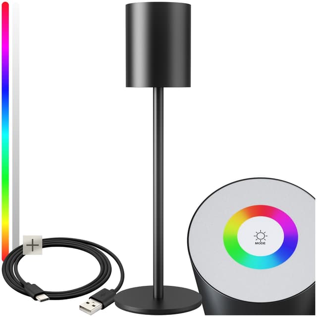 tectake Bordslampa Corly, LED, 7 ljusfärger, dimbar - svart