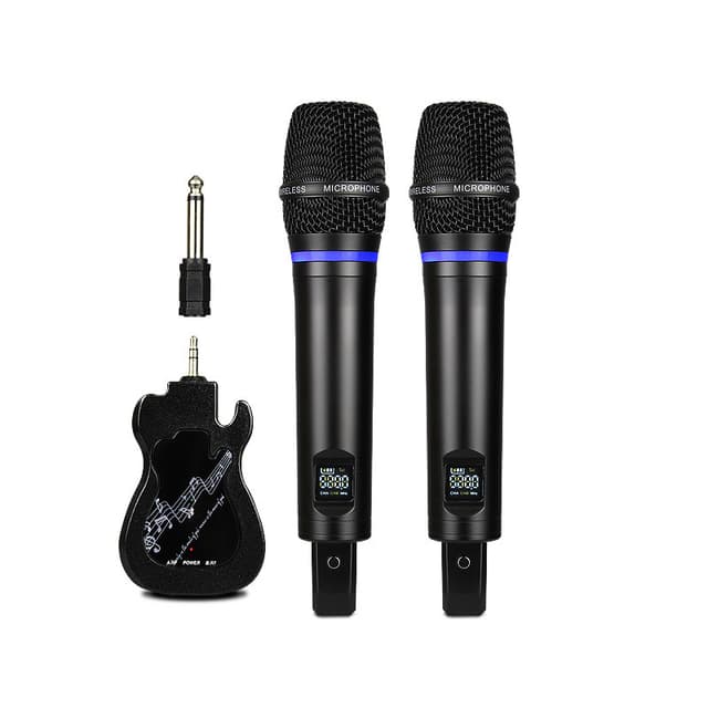 2-pack Trådlös Mikrofon Bluetooth Reverb Svart