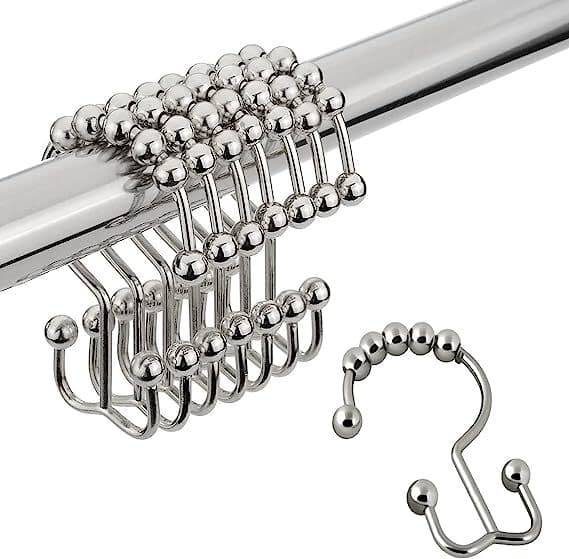 Duschdraperikrok i Rostfritt stål 12-pack Silver