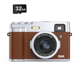 5K digitalkamera, front-bagkameraer/søger/autofokus/anti-shake/32-GB kort Brun