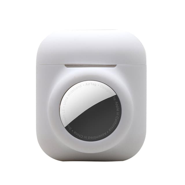 2 i 1 silikone Airtag-etui kompatible med Airpods 1/2 Hvid
