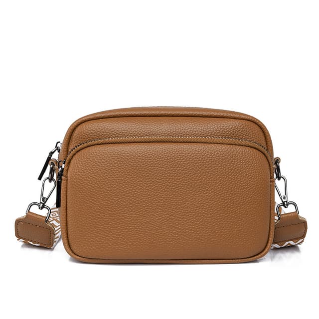 Crossbody-vesker for kvinner, justerbar remveske i PU-skinn Brun