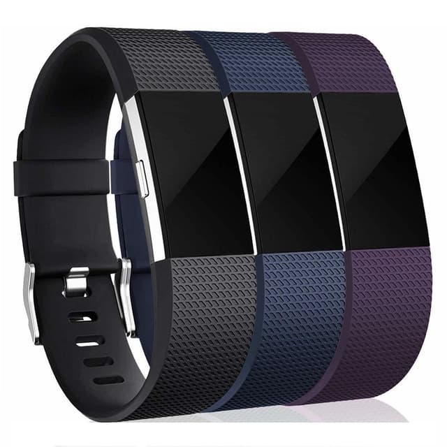 Klokkerem til Fitbit Charge 2, 3-pakning (S) Svart/blå/lilla