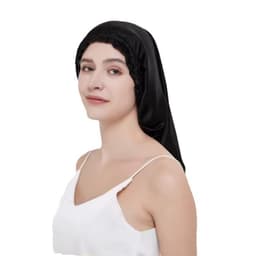 Justerbar lang silke sovehætte Sort