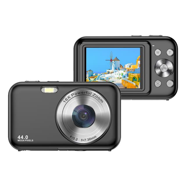 Digitalkamera 1080P 44MP 16x zoom 2,4-tommers skjerm Sort