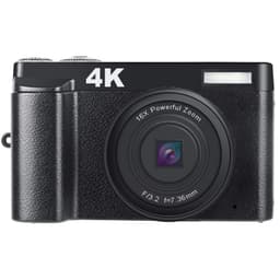 Digitalkamera 48 MP, 1080p HD, 16x zoom, flip-skjerm Svart