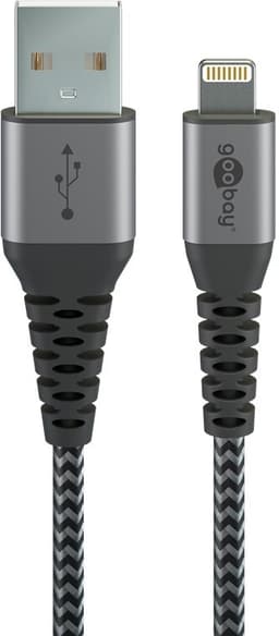 Lightning-USB-C™ textilkabel med metallkontakter, 2 m