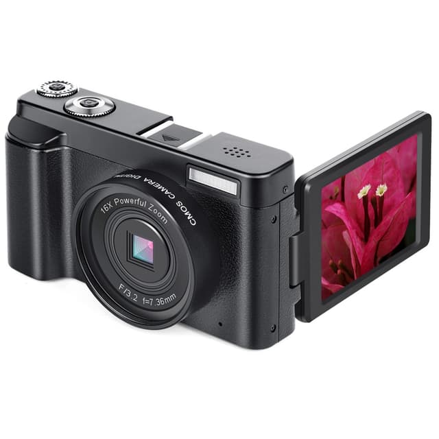 Digitalkamera 48 MP, 1080p HD, 16x zoom, flip screen Sort