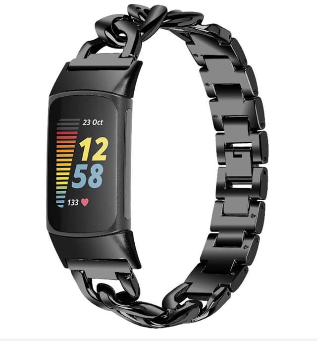 Klokkerem kompatibel med Fitbit Charge 3/4 rustfritt stål svart