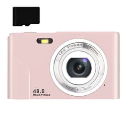 Digitalkamera 48 MP, 1080p FHD, 16x zoom, 32GB minneskort Rosa
