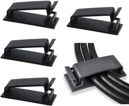 Selvklebende kabelholder for flere kabler 10-pakning Sort