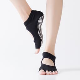 Yogasokker med åpne tær og godt grep Sort
