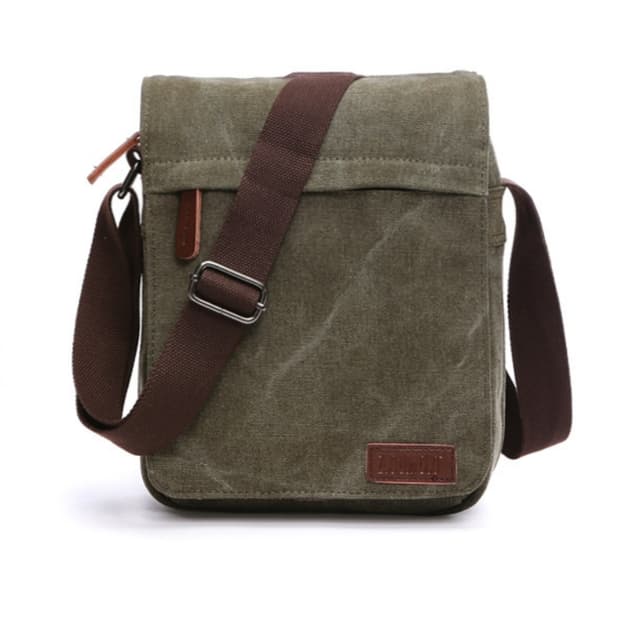 Sportig crossbody väska i canvas och läder Mörkgrön