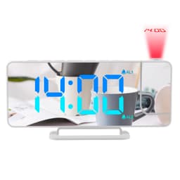Väckarklocka med RGB LED 180° roterbar projektorklocka Vit